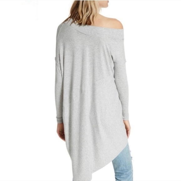 We The Free Side slit gray over sized tunic top sz XS Free People WT291 - Picture 6 of 8